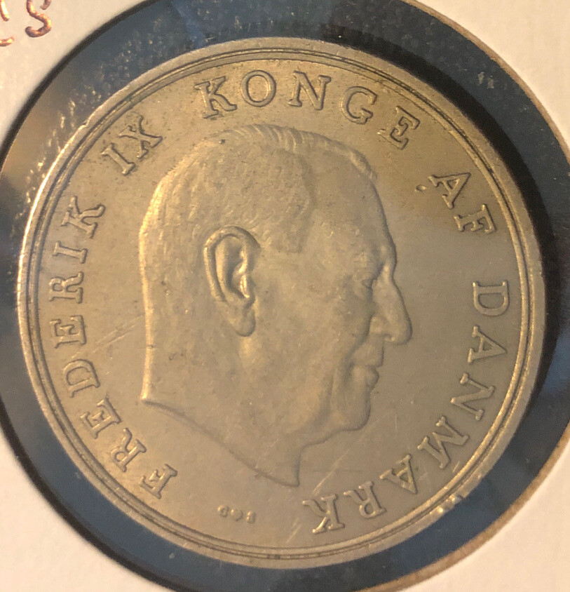 1960 Denmark 5 Kroner Copper Nickel Coin—Fredrick IX- 33MM-KM