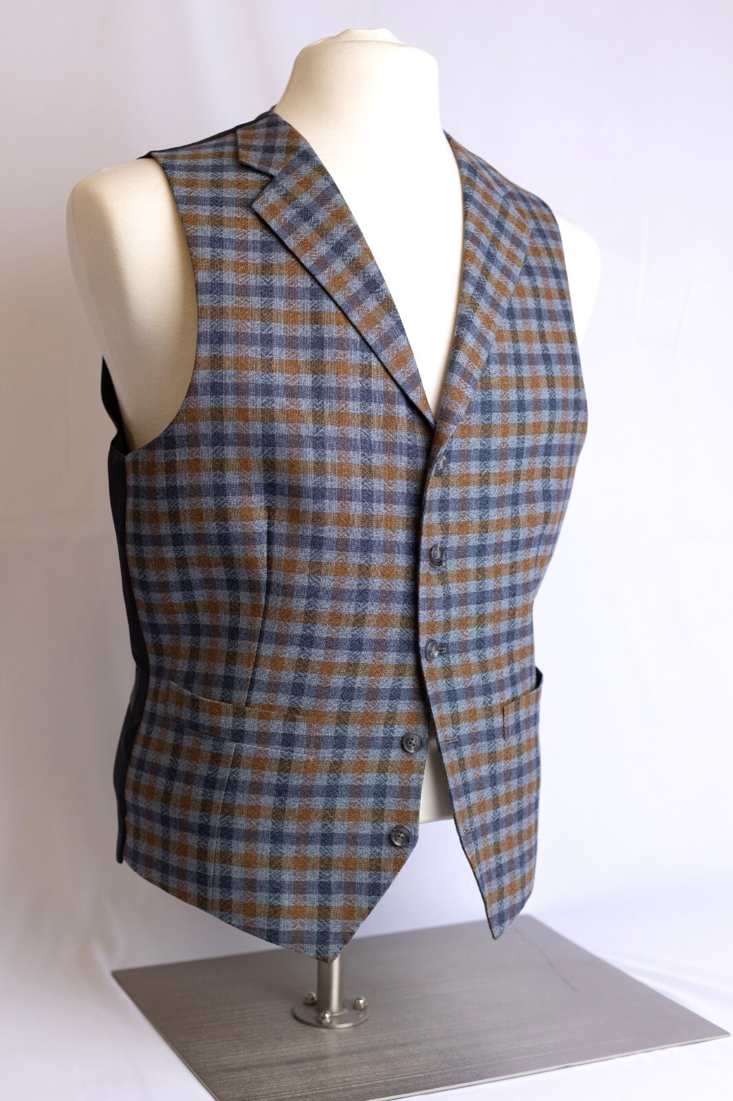 Custom Made Vest Plaid Fabric Vitale Barberis Canonico