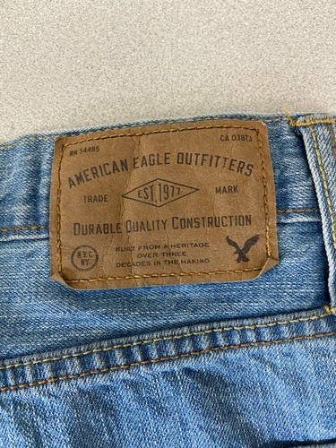 Pantalones de mezclilla para hombre American Eagle Outfitters relajados rectos desteñidos talla 28x30 - Imagen 5 de 7