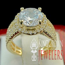 STERLING SILVER DESIGNER 14K YELLOW GOLD FINISH LAB DIAMOND ROUND SOLITAIRE RING