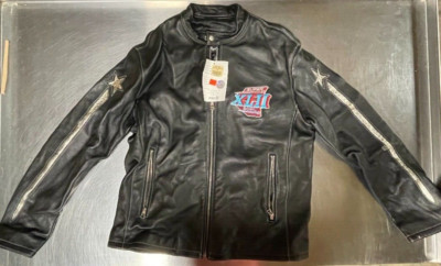 Mens Full Zip Super Bowl XLII All Leather Jacket Reebok Roger Edwards Large