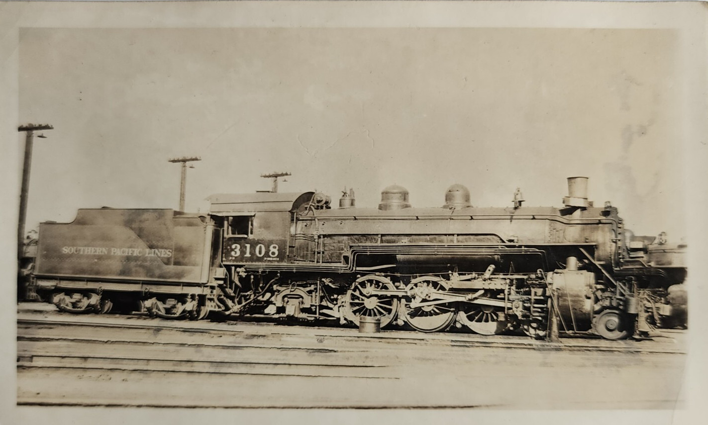 Southern Pacific 3108 Steam Locomotive Vintage Train Photo SP Lines Engine