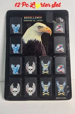 Windproof Lighter with Skulls 12 Set