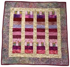 Floral Spring Patchwork Handcrafted Quilt Throw Wall Hanging Pink Purple