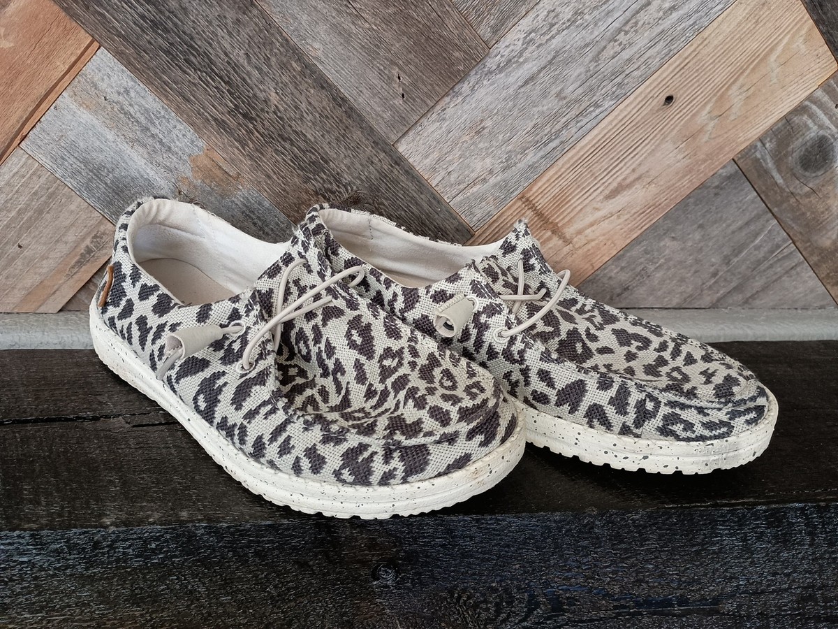 Hey Dude Wendy Woven Cheetah Grey Women's Size