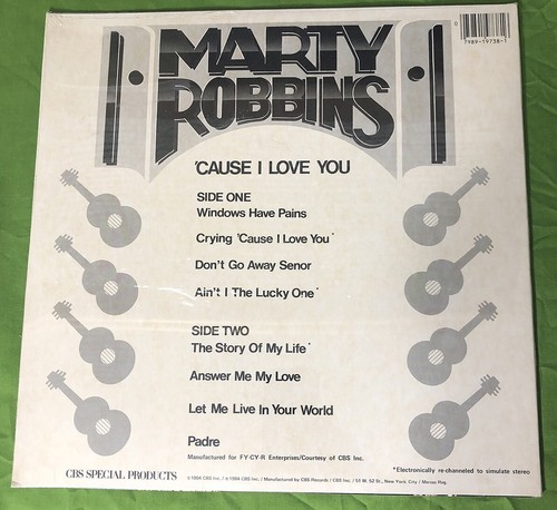 Marty Robbins Cause I Love You SEALED VINYL LP record 1984 CBS cowboy music - Picture 2 of 2