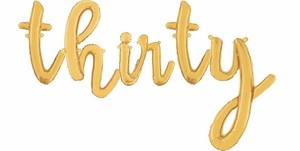 Thirty 14 Gold Script Letter Balloons Inflate With Air Gscript Thirty Ebay