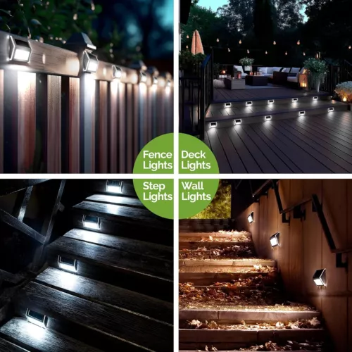 4 PACK Solar Stairs Lights Outdoor Garden Pathway Wall Fence Deck Step Lamp - Picture 10 of 15