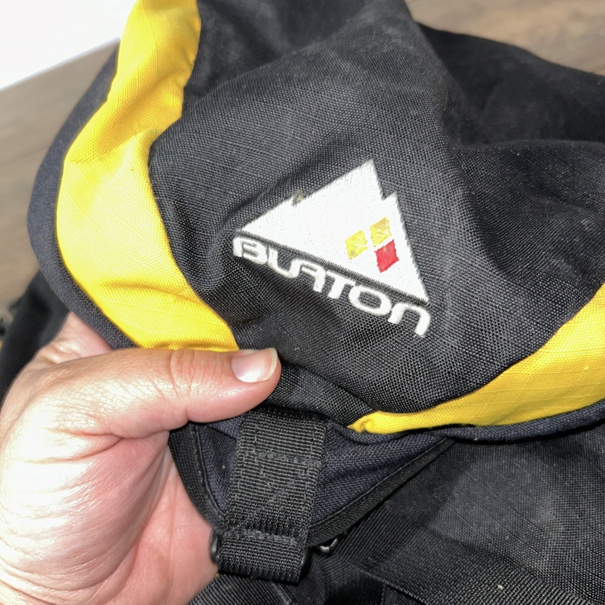 Vintage Burton Snowboarding, Hiking, Durable Back Pack. Yellow And