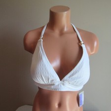 Tommy Bahama Cable Beach Ring Halter Swim Top White S NWOT