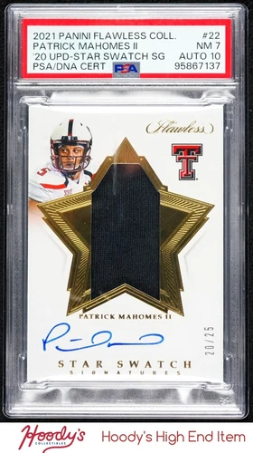 2020 Flawless Collegiate Star Swatch Patrick Mahomes II JERSEY AUTO 20/25 PSA 7