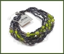 NEW vintage PILGRIM DENMARK BRACELET GREEN & BLACK BEADS HANDMADE JEWELRY