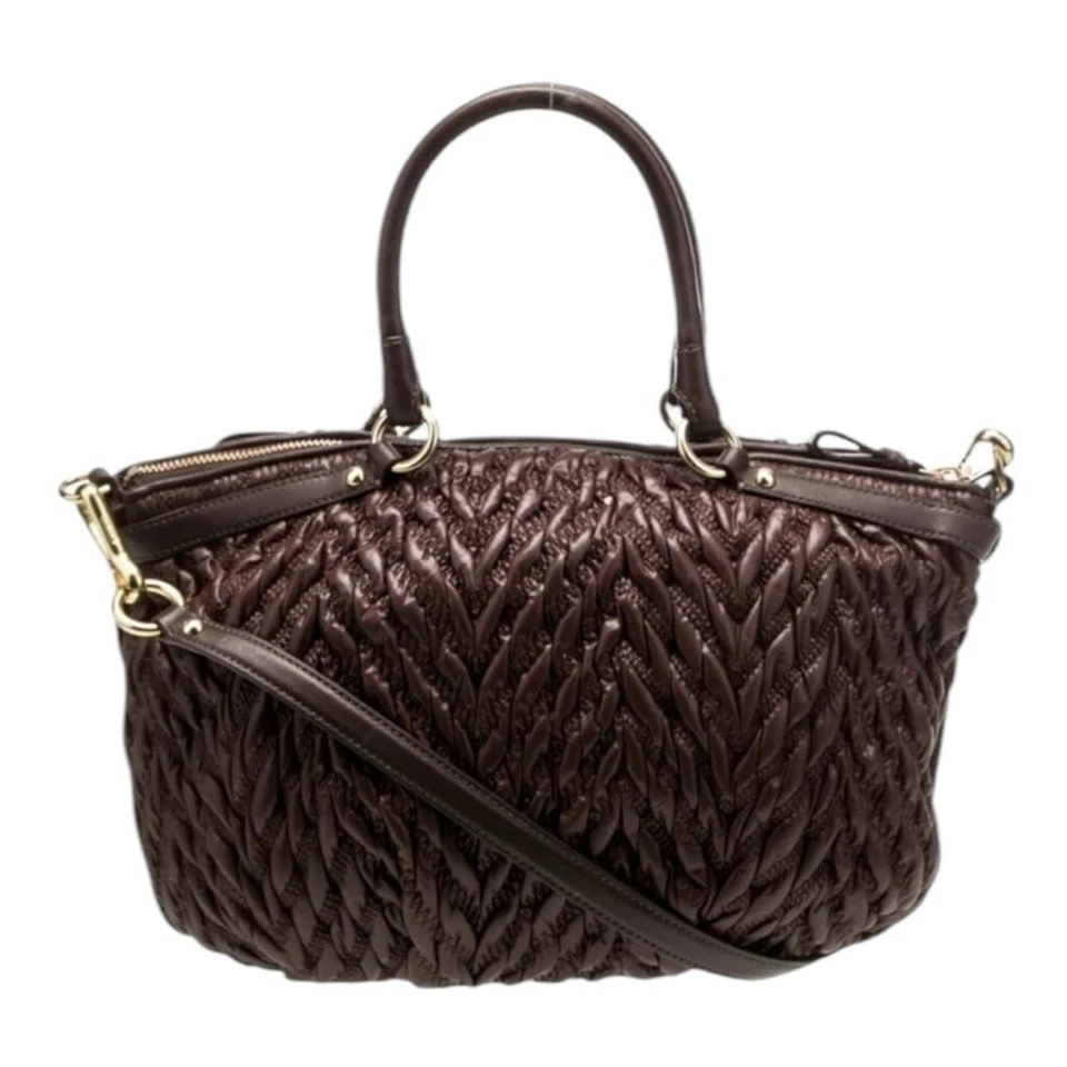 COACH 复古 Madison Lindsay 棕色绗缝尼龙二手状况完好 Puffer — 第 2/4 张图片