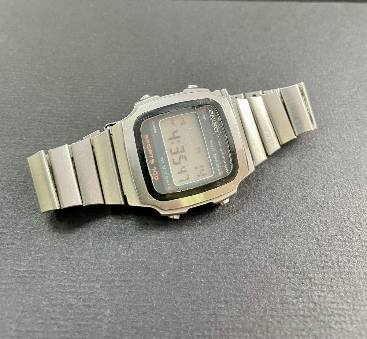 Vintage Seiko Sports Chronograph A914-5A49 Digital SS Bracelet