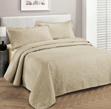 Beige Brown Tan 3pc Quilt Set Twin XL Full Queen Cal King Bed Coverlet Bedspread