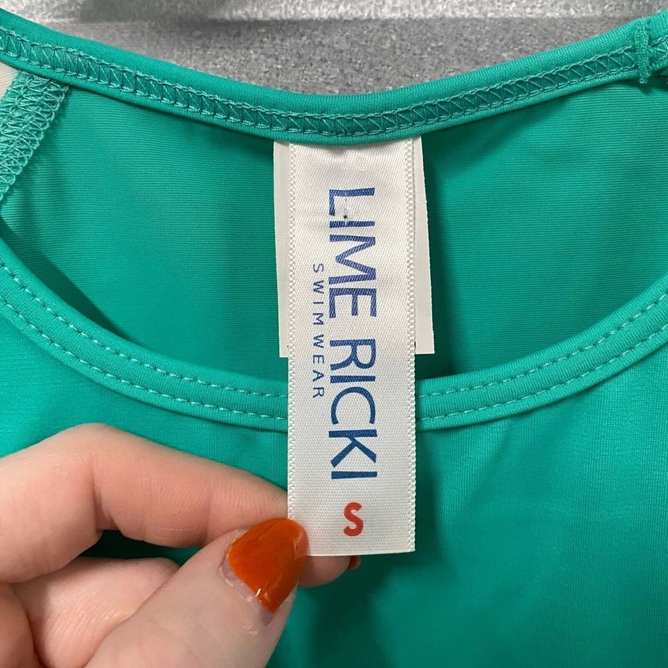 Camisa de Natación Lime Ricki Rash Guard Para Mujer S Verde Turquesa Rayas Top Compresión Foto 2 de 4