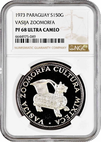 Paraguay 150 guaranies 1973, NGC PF68 UC, "Cultures of Mesoamerica - Mixteca"