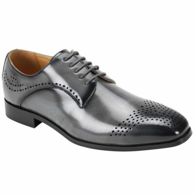 Mens Sophisticated Gray to Black Perforated Dress Shoes Antonio Cerrelli 6873 S