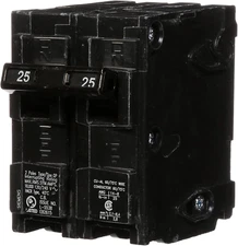 Q225 25-Amp Double Pole Type QP Circuit Breaker Black