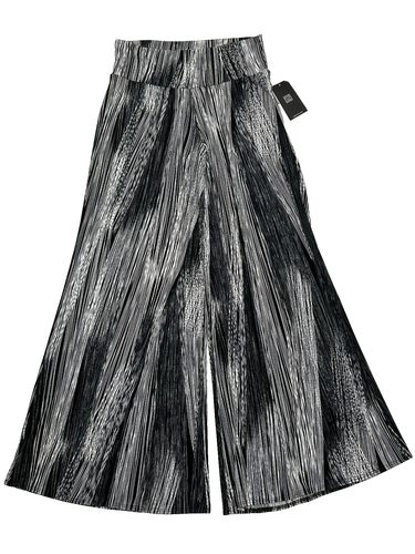 Clara S Sun Woo 14 Large Wide Leg Palazzo Pants Black White Print Pull On NEW