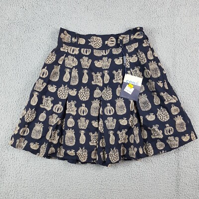 Western Cactus Print Flared Knife Pleated Women's Size 8 Retro High Waist Skirt