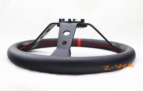 Off Road 350mm DEEP DISH DRIFTING STITCHING STEERING WHEEL LEATHER Wrapped - Photo 7/7