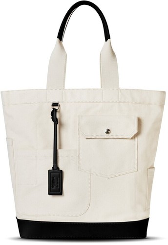 Sac fourre-tout de poche en toile Shinola Mackinac - NEUF - cuir crème noir plage été - Photo 1/5