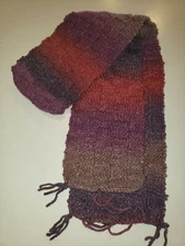 girls womens HAND MADE SCARF 51 INCH LONG purples fade to pink brown NICE SOFT