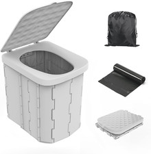 Portable Camping Toilet for Adults - XL Portable Folding Toilet w/ Lid - Travel