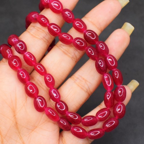 2 Strand 307 Cts Oval Shape Ruby Beaded 20 Inches Necklace Jewelry AK 07 E499 - 第 3/3 張圖片