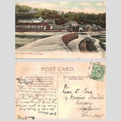Alte Postkarte - Blick vom Cobb, Lyme Regis, Dorset VERSCHICKT