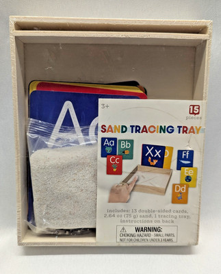 Sand Tracing Tray Alphabet Set 15pc Wooden Montessori Style (Horizon) New Sealed