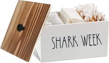 Tampon Holder for Bathroom Rustic Wood Bathroom Storage Bin with Lid