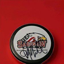 Patrick McNeil SIGNED SAGINAW SPIRIT VINTAGE OHL OFFICIAL VICEROY MFG. GAME PUCK