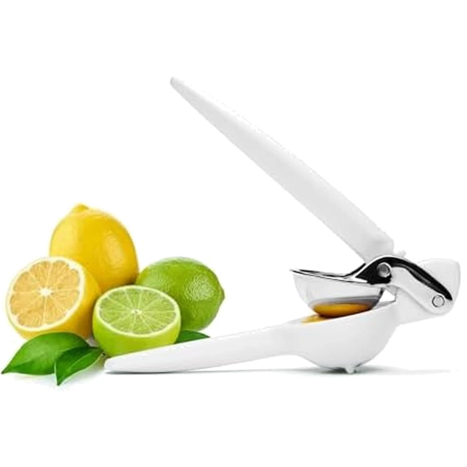 Manual Lemon Squeezer - Baking White Citrus Juicer with Dual-Gear Power