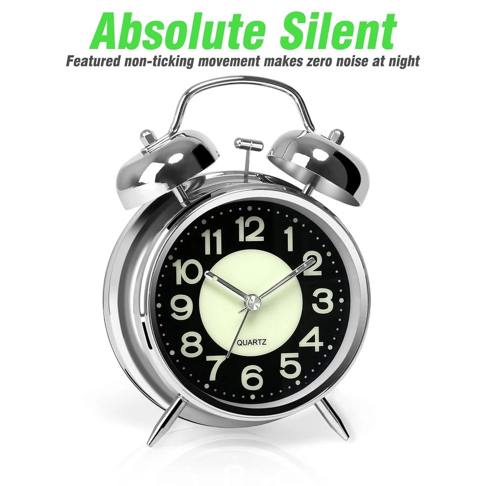 AYRELY Super Loud Alarm Clock for Heavy Sleepers Adults,Twin Bell Retro 4 Inch - Image 2 of 4