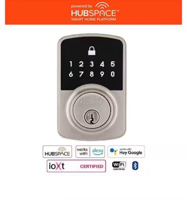 DEFIANT Square Compact Hubspace Satin Nickel Electronic Deadbolt-Open Box