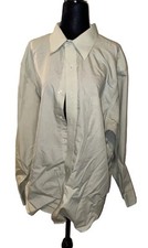 Croft  Barrow Mens Green Dress Shirt Size 18 All Cotton Non-Iron Long Sleeve