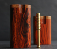 4" Ribbed Brass Cocobolo Wood Dugout with/ One Hitter Pipe