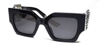 PHILIPP PLEIN SPP103S PLEIN JEWEL 0700 BLACK SHINY LOGO ARMS ITALY SUNGLASSES