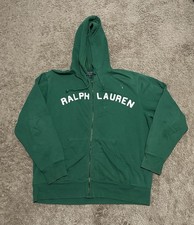 Vintage Ralph Lauren Hoodie Full Zip Polo Jeans Co Spellout Logo Green
