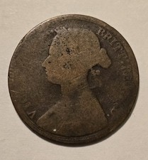 1877 Queen Victoria Half Penny – Britannia Reverse – Victorian Bronze Coin