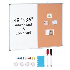 48"x 36" Whiteboard  Cork Board Combo with Aluminum Frame C 2-in-1 Magnet
