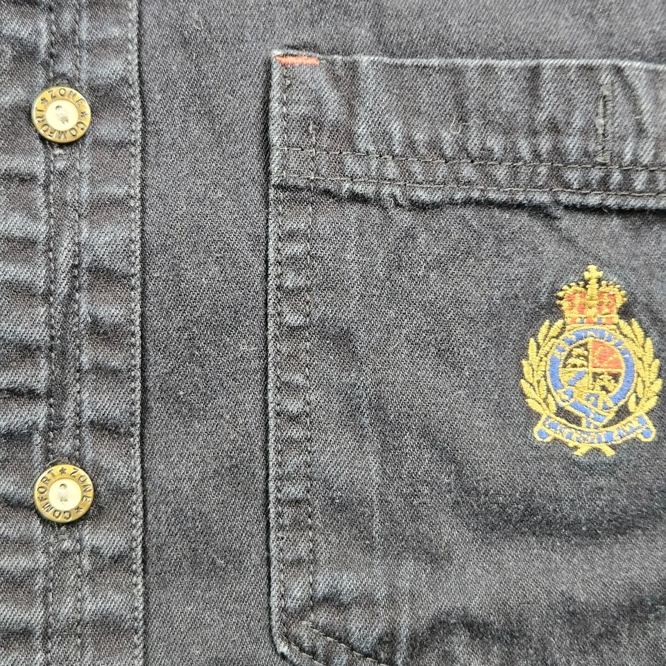 Camisa De Colección Comfort Zone Abotonada Para Hombres S Negra Preppy Patinador Calce Suelto Foto 3 de 4