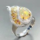 Gem jewelry Natural Opal Ring 925 Sterling Silver Size 6.75 /R467409