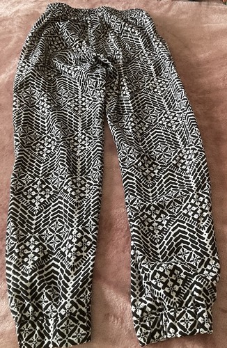 Girls Medium Faded Glory Black White Geometric Jogger Pants - Picture 4 of 5