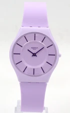 New Swiss Swatch Skin LA LA LILA Classic Silicone Watch 34mm SS08V107 $120