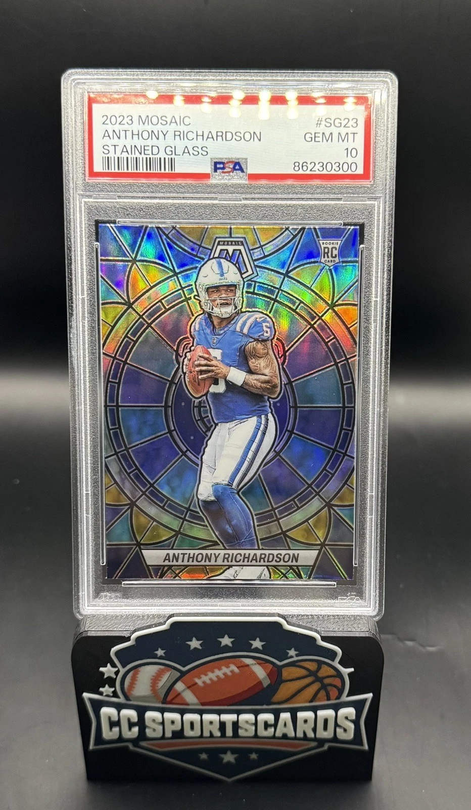 Deal for 2023 PANINI MOSAIC STAINED GLASS #SG23 ANTHONY RICHARDSON ROOKIE RC PSA 10