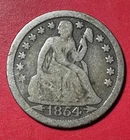 1854 US Seated LIBERTY SILVER Dime! "Philadelphia"! VG! Old US Coin!