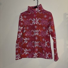 Spyder Women 1/4 Zip Pullover Snowflake Pink White Sweater Fleece Top 10 Nordic